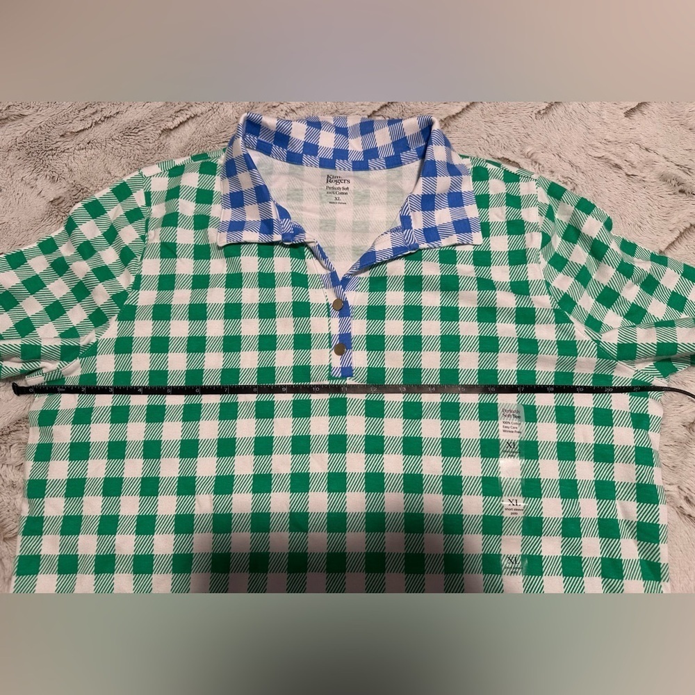 Kim Rogers Mixed Polo Checkered Short Sleeve Perfectly Soft Top Tee - Picture 7 of 11